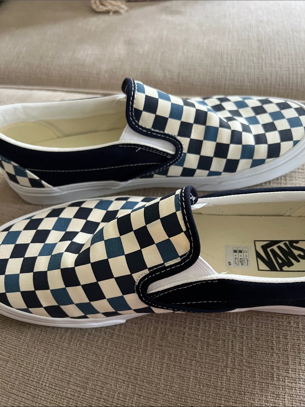 Vans Checkerboard Slip-On Sneakers - Dark Blue-Light Blue & White size 11 - Picture 4 of 4
